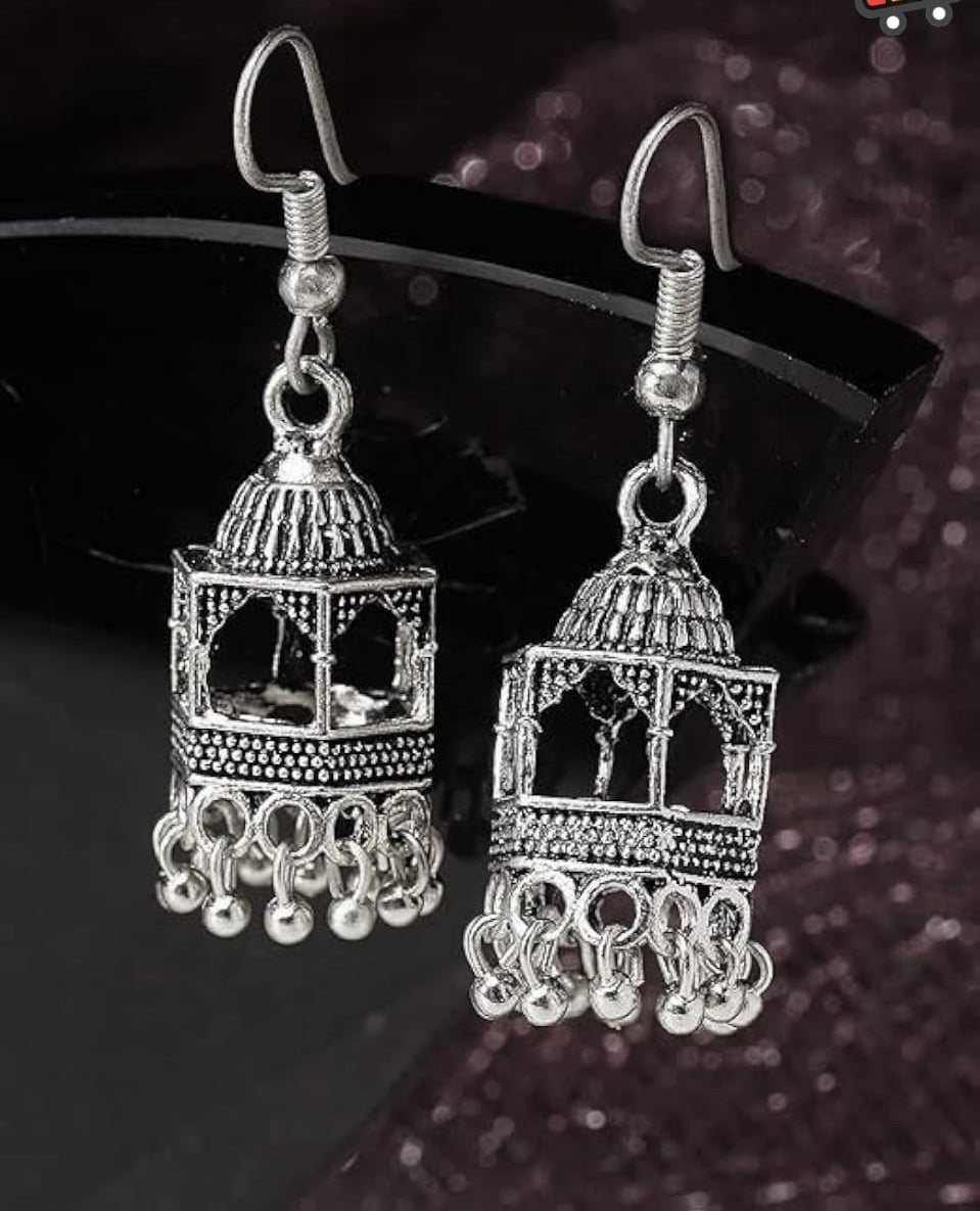 Elegant Silver Indian jhumka / Jhumka Earrings by Quirky Fashions | Ethnic wear | Casual wear