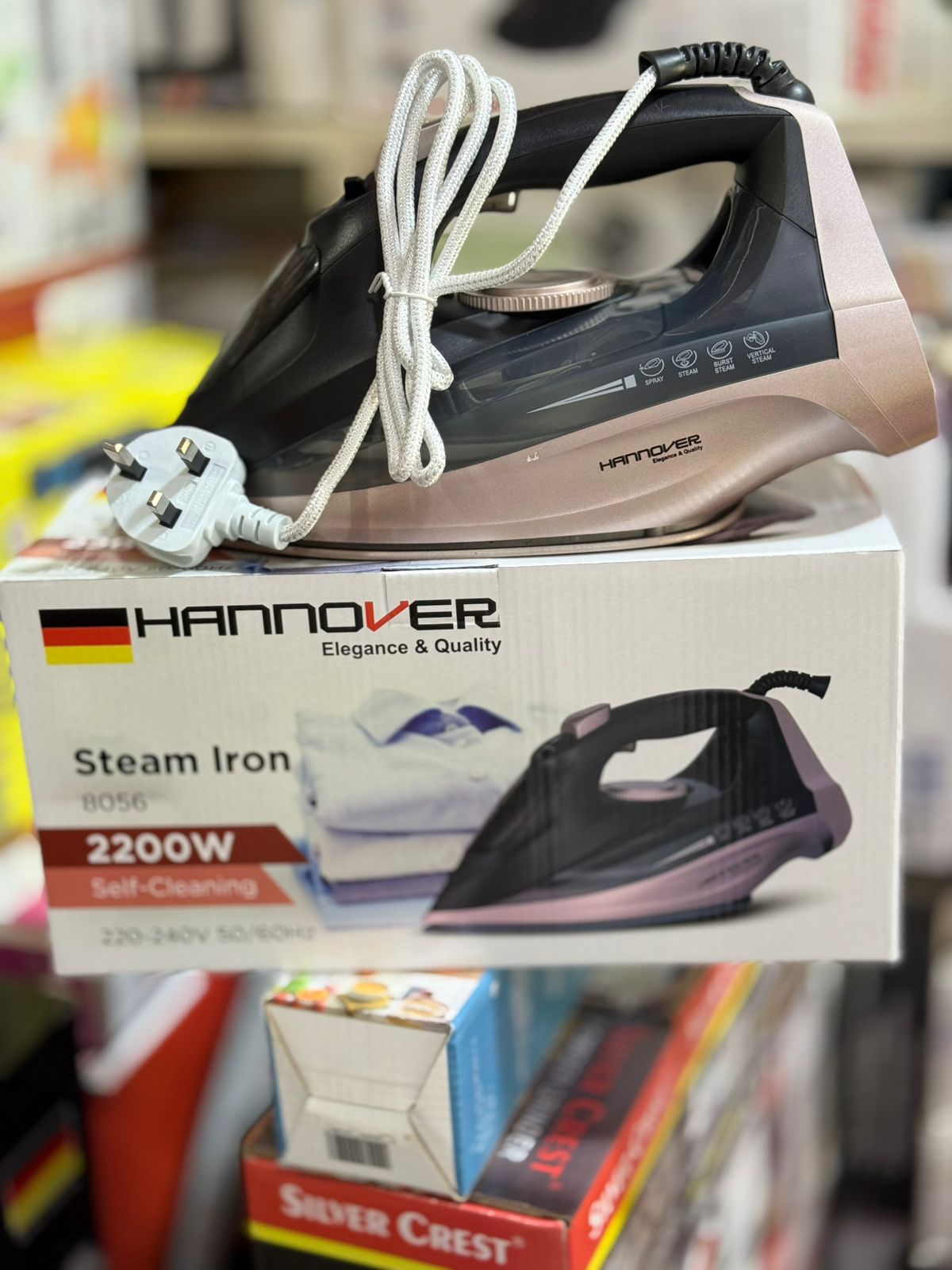 Hannover Steam Iron – 2200W German Lot | Ceramic Soleplate, Vertical & Burst Steam, Self-Cleaning, Adjustable Temperature Control