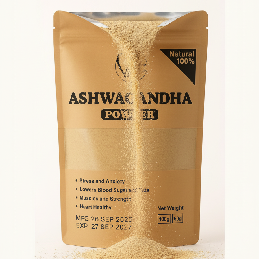 Ashwagandha Powder Pure And Natural | Herbal Supplement For Stress Relief, Energy, Immunity Boost, And Overall Wellness (100g)