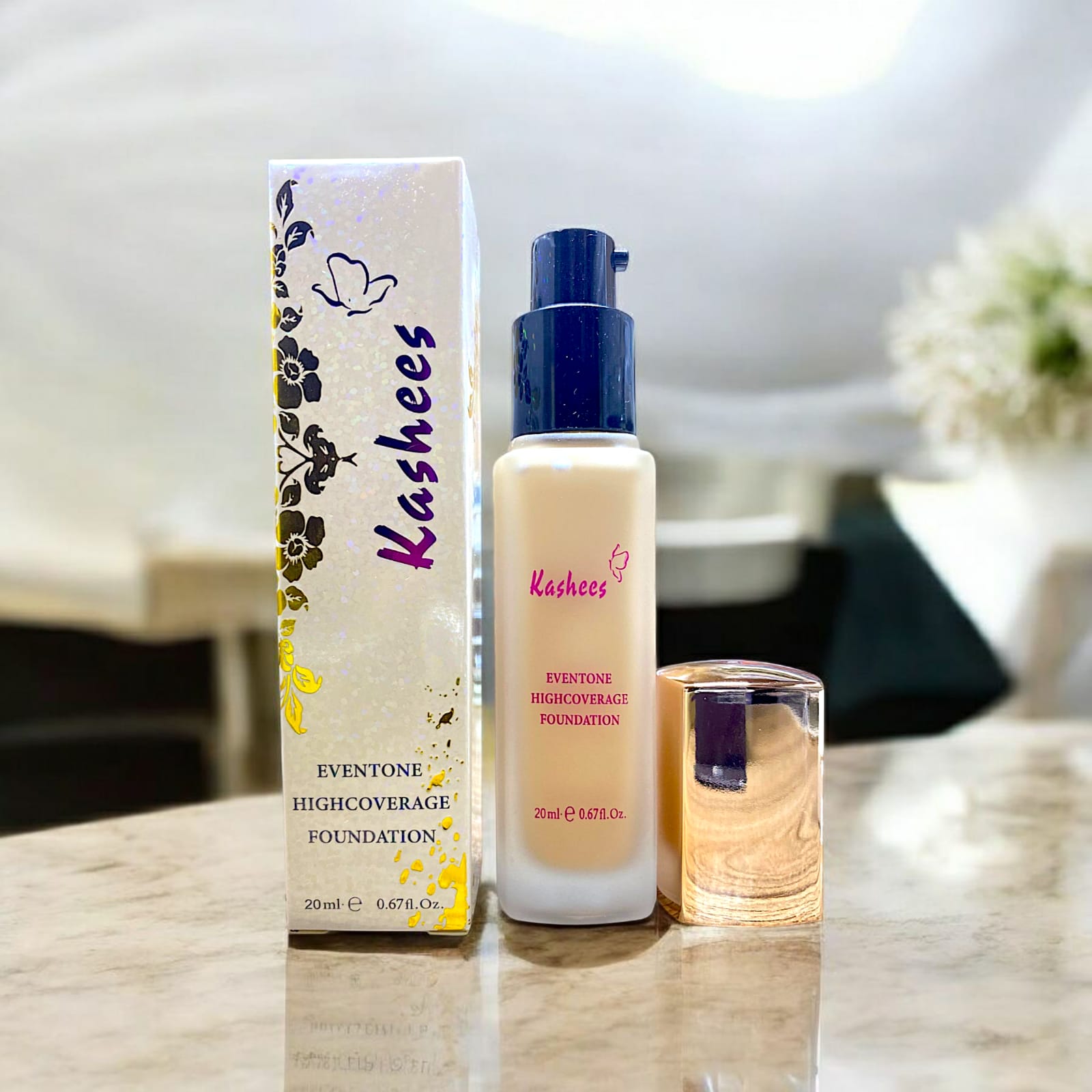 Kashee’s 24 Hrs High Coverage Foundation 20ml | Long Lasting Matte Finish | Lightweight Full Coverage Liquid Foundation For Flawless Skin (Shade 1)