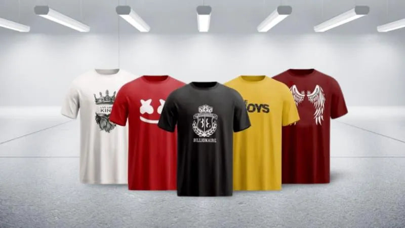 Pack Of 5 Men's Polyester Printed T-Shirt
