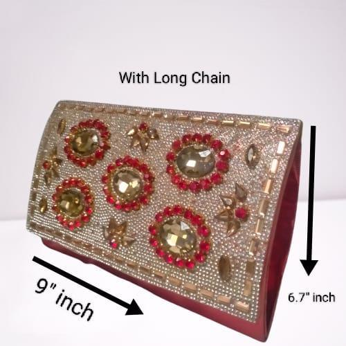 Fancy Red And Golden Clutch