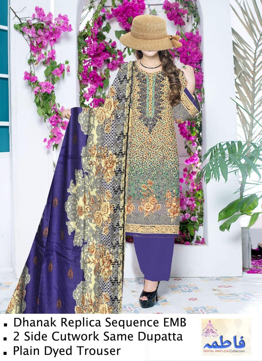 3 Pcs Women's Unstitched Dhanak Printed Suit