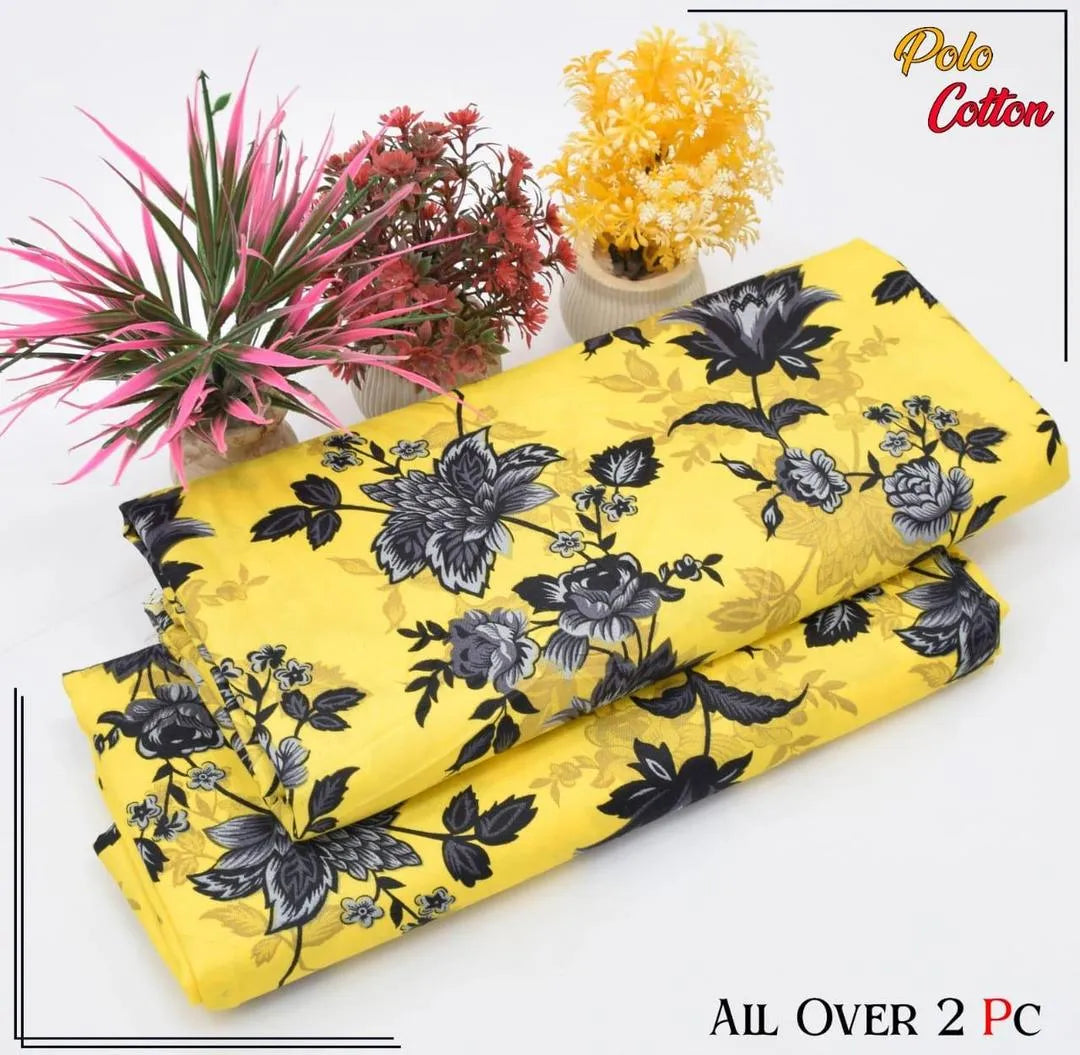 2 Pcs Women's Unstitched Printed Suit