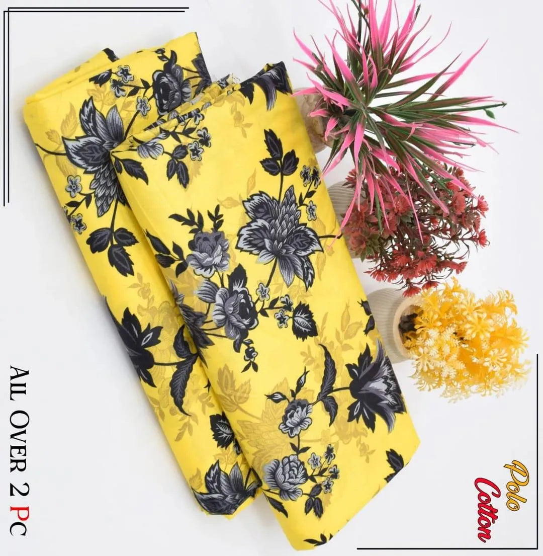2 Pcs Women's Unstitched Printed Suit