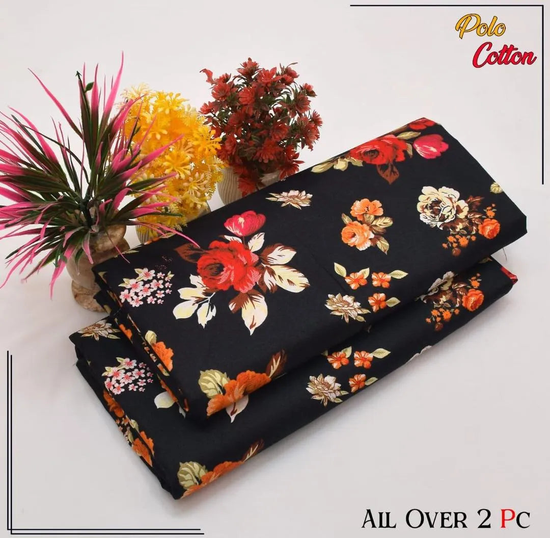 2 Pcs Women's Unstitched Printed Suit