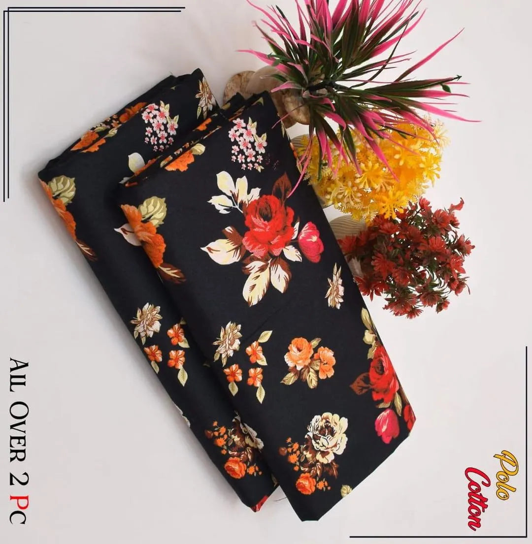 2 Pcs Women's Unstitched Printed Suit