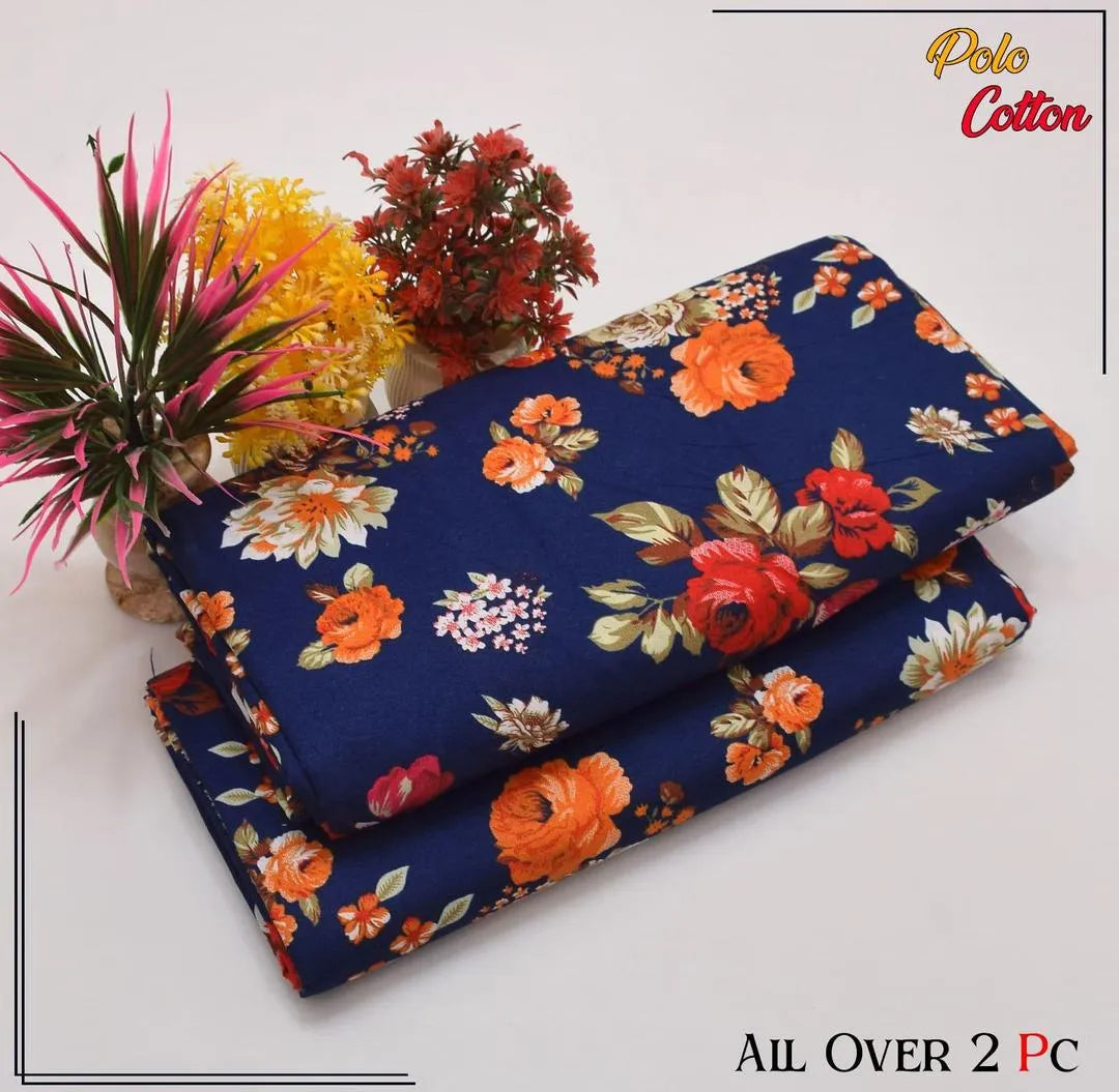 2 Pcs Women's Unstitched Printed Suit