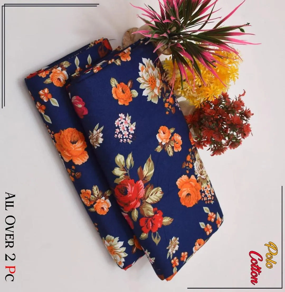 2 Pcs Women's Unstitched Printed Suit