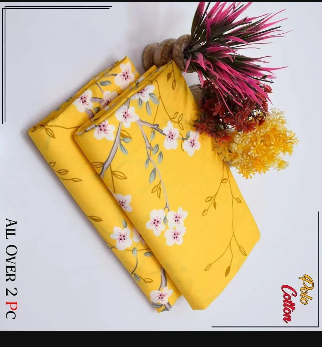 2 Pcs Women's Unstitched Printed Suit