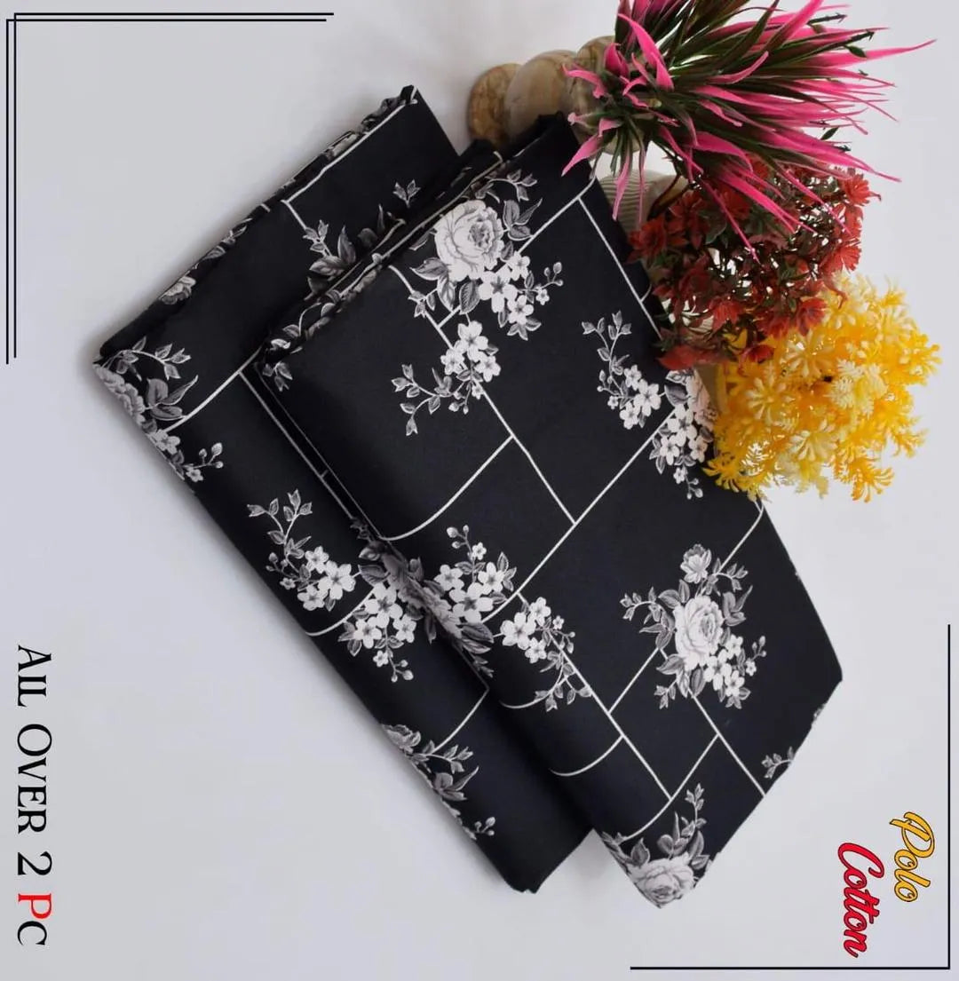 2 Pcs Women's Unstitched Printed Suit