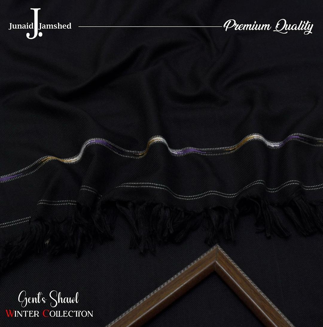Luxurious Plain Black Wool Shawl - 1 Pc
