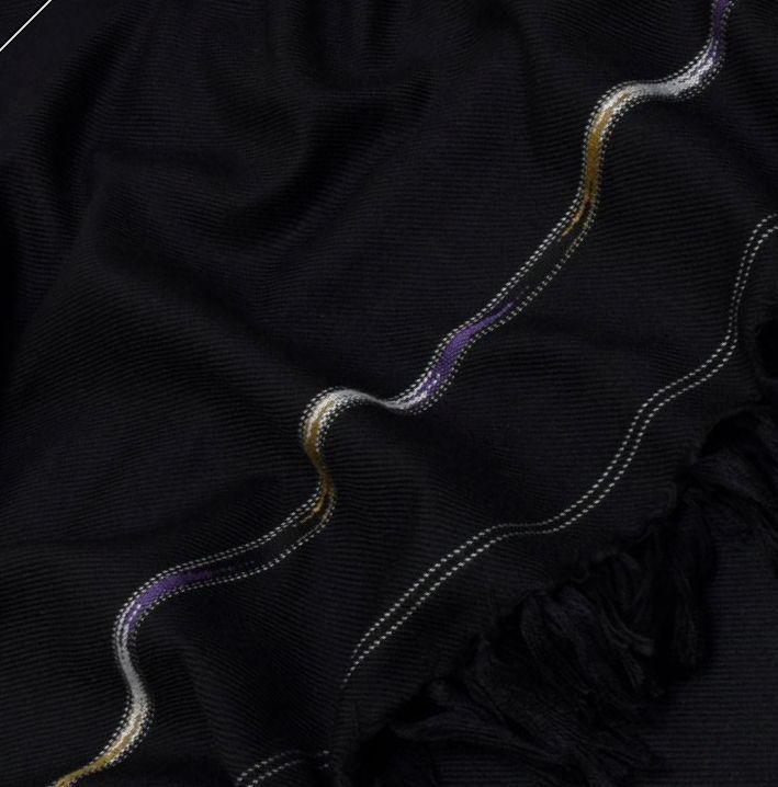 Luxurious Plain Black Wool Shawl - 1 Pc